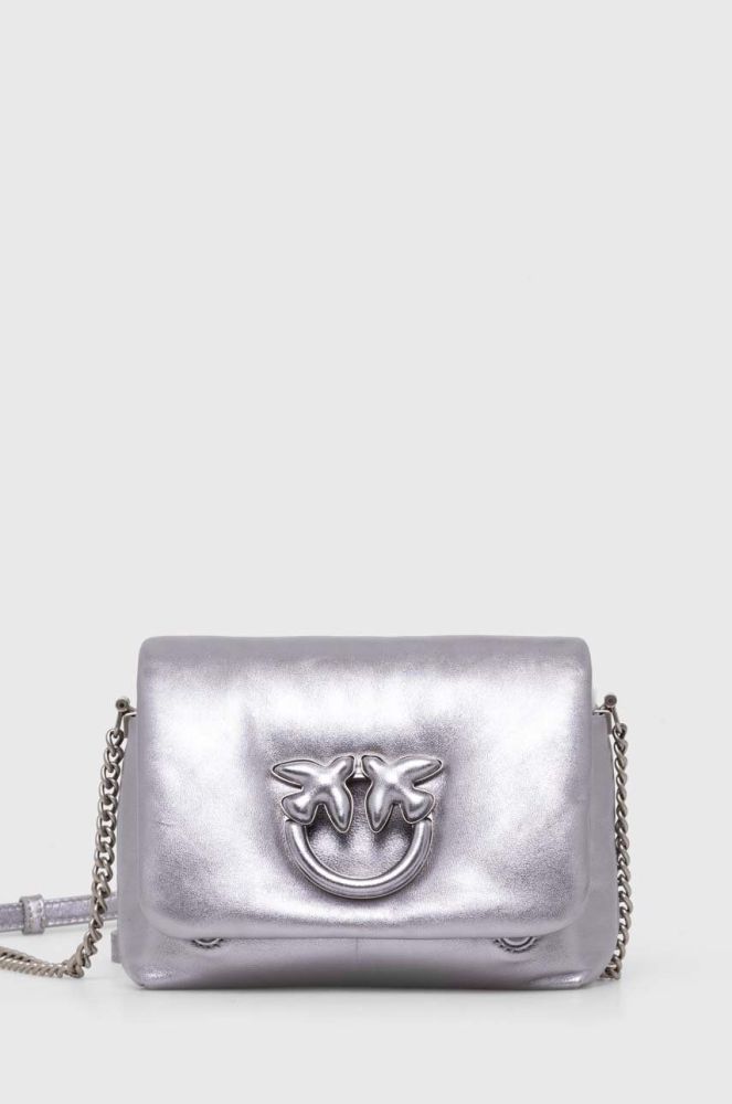 Шкіряна сумочка Pinko колір срібний (3548078)