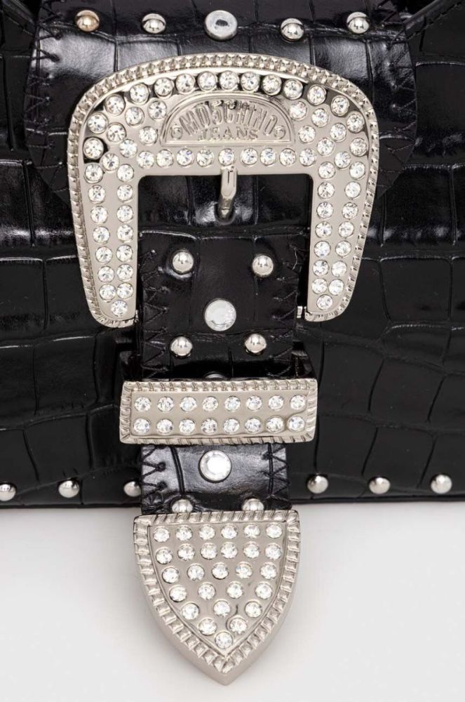 Шкіряна сумочка Moschino Jeans колір чорний фото 5