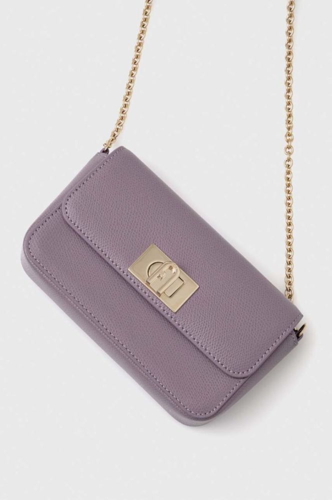 Шкіряна сумочка Furla колір фіолетовий (3508357) фото 3