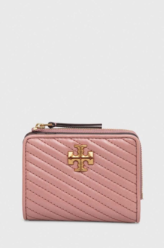Шкіряний гаманець Tory Burch жіночий колір рожевий