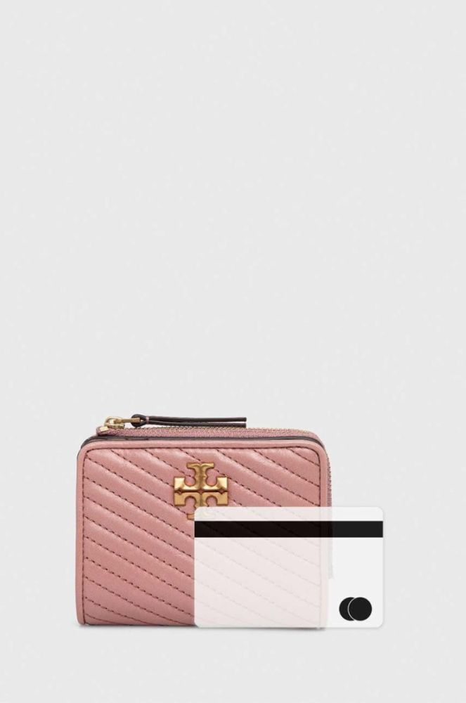 Шкіряний гаманець Tory Burch жіночий колір рожевий фото 4