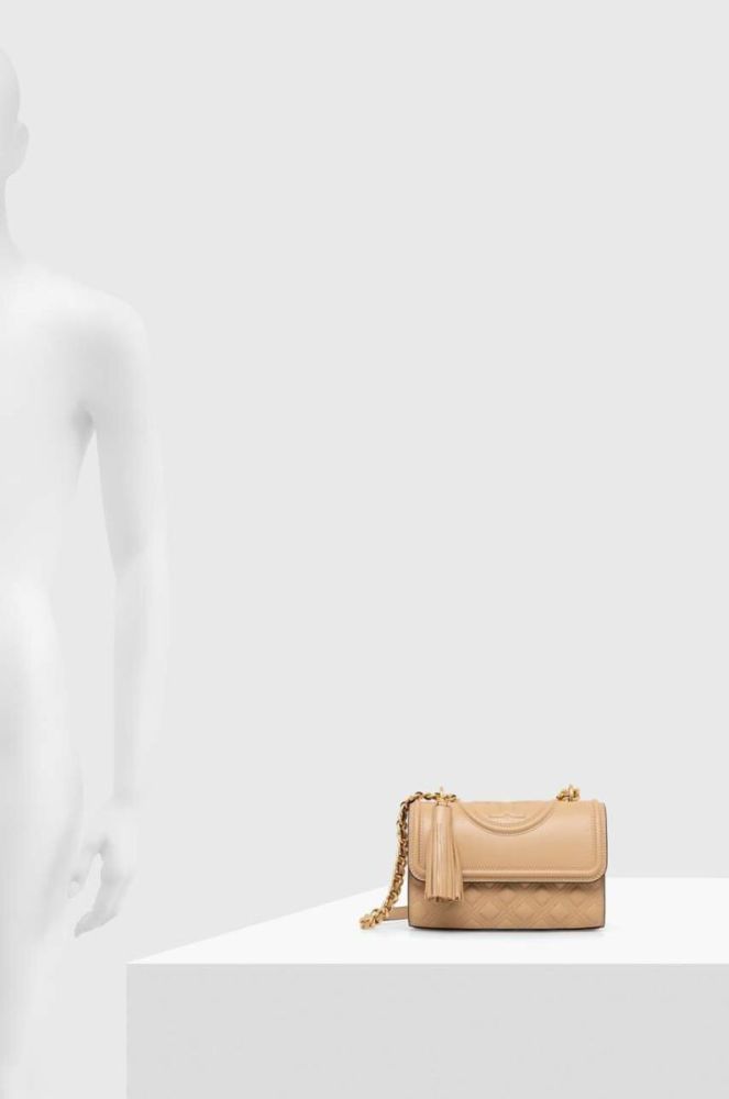 Шкіряна сумочка Tory Burch колір бежевий (3447662) фото 6