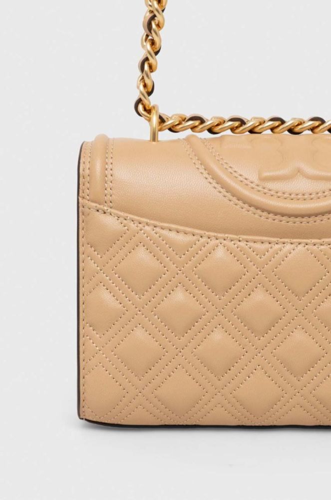 Шкіряна сумочка Tory Burch колір бежевий (3447662) фото 3