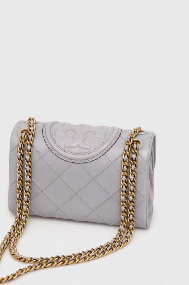 Шкіряна сумочка Tory Burch колір сірий (3520531) фото 4