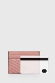 Шкіряний чохол на банківські карти Tory Burch колір рожевий