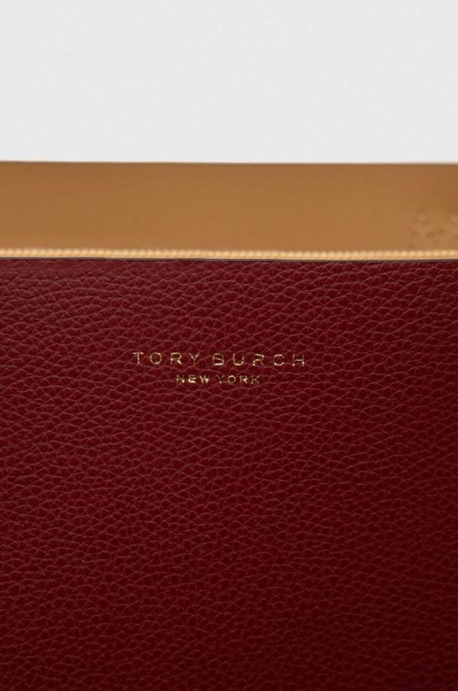 Шкіряна сумочка Tory Burch колір бордовий (3542734) фото 3