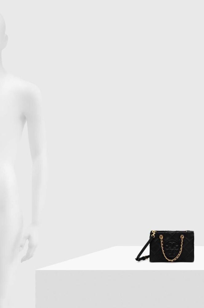 Двостороння шкіряна сумочка Tory Burch колір чорний фото 6
