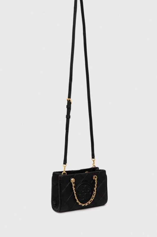 Двостороння шкіряна сумочка Tory Burch колір чорний фото 2