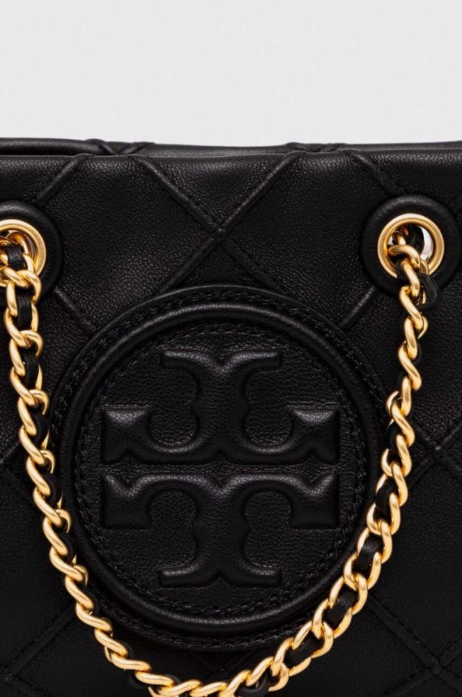 Двостороння шкіряна сумочка Tory Burch колір чорний фото 3
