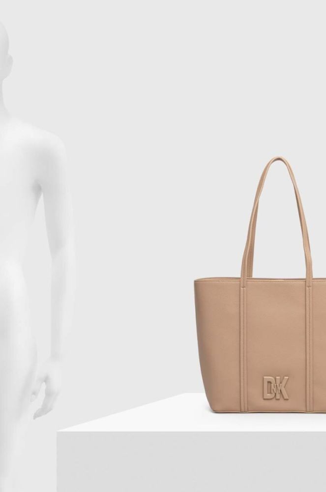 Шкіряна сумочка Dkny колір бежевий (3534809) фото 8