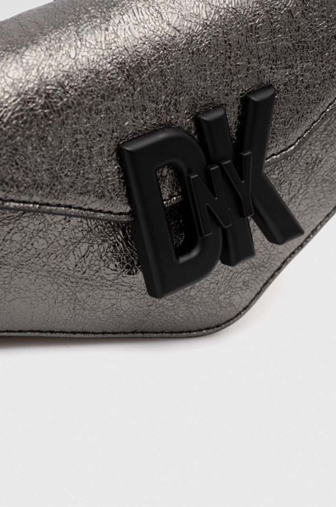 Шкіряна сумочка Dkny колір срібний (3524686) фото 5