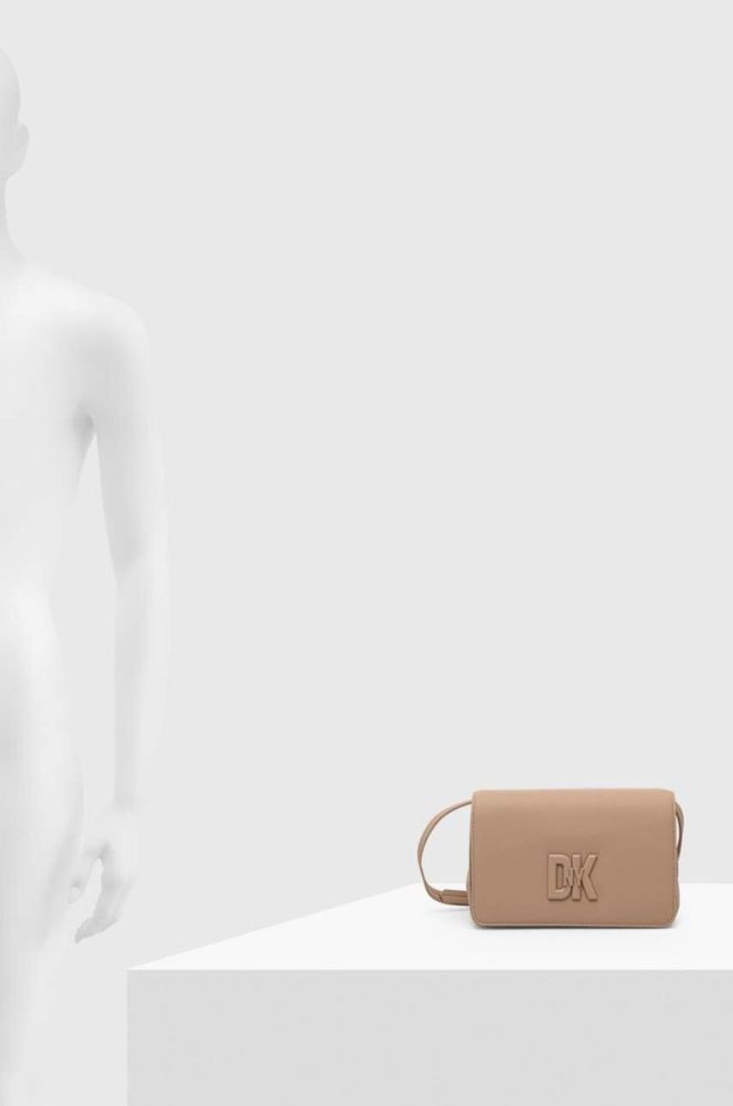 Шкіряна сумочка Dkny колір бежевий (3542739) фото 6