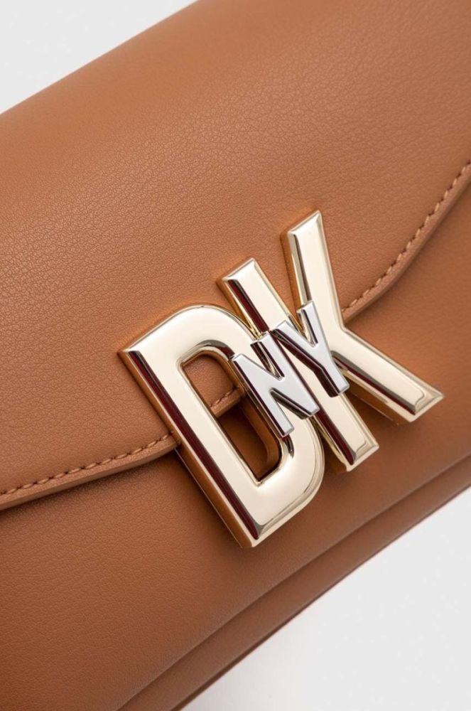 Шкіряна сумочка Dkny колір коричневий (3524691) фото 4