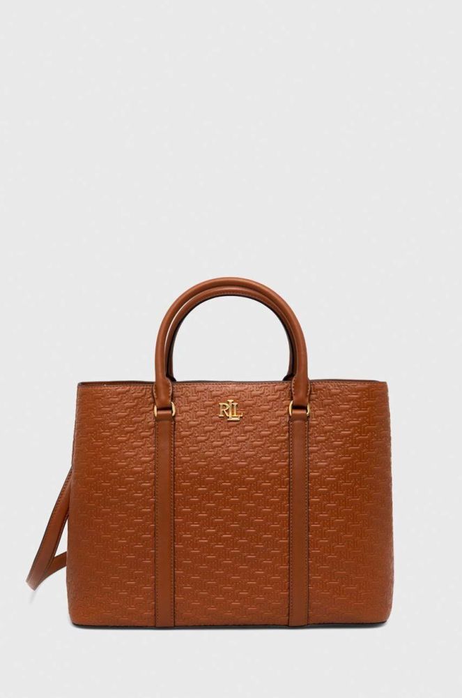 Шкіряна сумочка Lauren Ralph Lauren колір коричневий (3524696)
