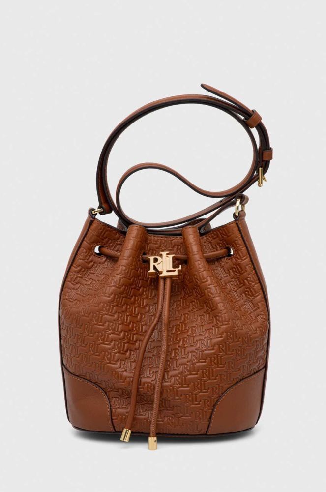 Шкіряна сумочка Lauren Ralph Lauren колір коричневий (3497921)