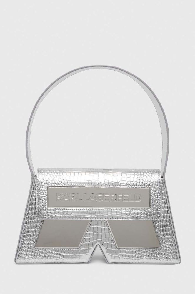 Шкіряна сумочка Karl Lagerfeld колір срібний (3490514)
