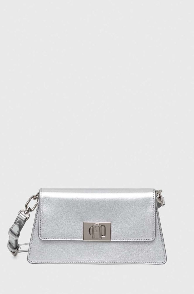 Шкіряна сумочка Furla колір срібний