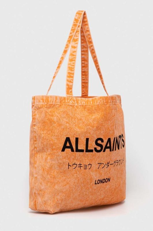 Бавовняна сумка AllSaints колір помаранчевий фото 2