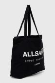 Бавовняна сумка AllSaints UNDERGROUND TOTE колір чорний