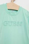Дитяча футболка Guess колір бірюзовий однотонний