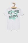 Дитяча бавовняна футболка Guess колір білий з принтом (3333176)