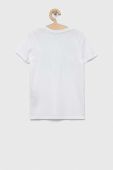 Дитяча бавовняна футболка Guess колір білий з принтом (3333176)