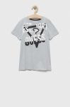 Дитяча бавовняна футболка Guess колір сірий з принтом (3333168)
