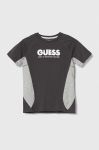 Дитяча бавовняна футболка Guess колір сірий візерунок (3370276)