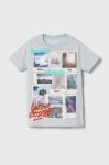 Дитяча бавовняна футболка Guess колір сірий з принтом (3370283)