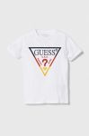 Дитяча бавовняна футболка Guess колір білий з аплікацією (3366813)