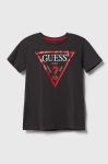 Дитяча бавовняна футболка Guess колір сірий з принтом (3366857)