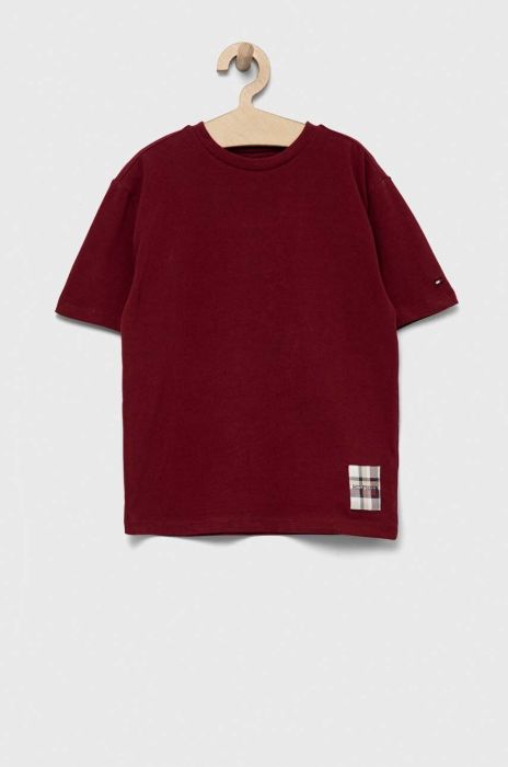 Дитяча футболка Tommy Hilfiger колір бордовий з аплікацією