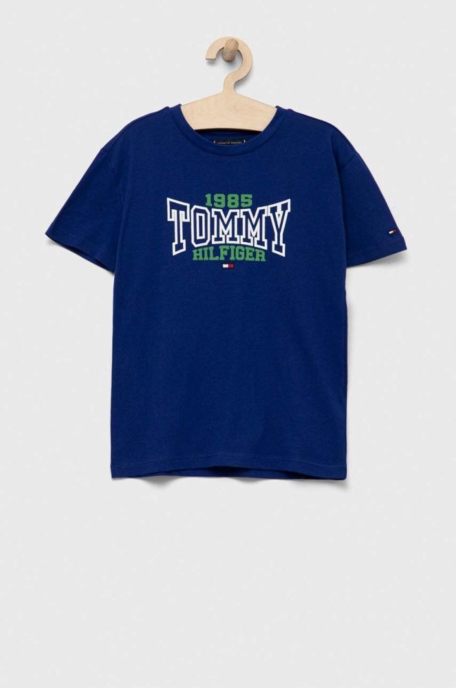Дитяча бавовняна футболка Tommy Hilfiger колір синій з принтом (3313581)