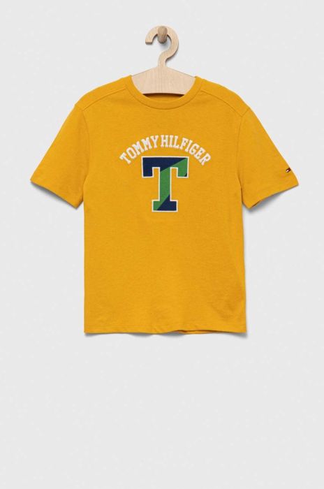 Дитяча бавовняна футболка Tommy Hilfiger колір жовтий з аплікацією (3320060)