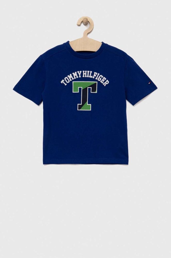 Дитяча бавовняна футболка Tommy Hilfiger колір синій з аплікацією (3320051)