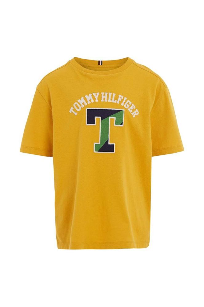 Дитяча бавовняна футболка Tommy Hilfiger колір жовтий з аплікацією (3316913)