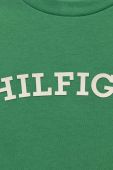 Дитяча бавовняна футболка Tommy Hilfiger колір зелений з принтом (3313599)