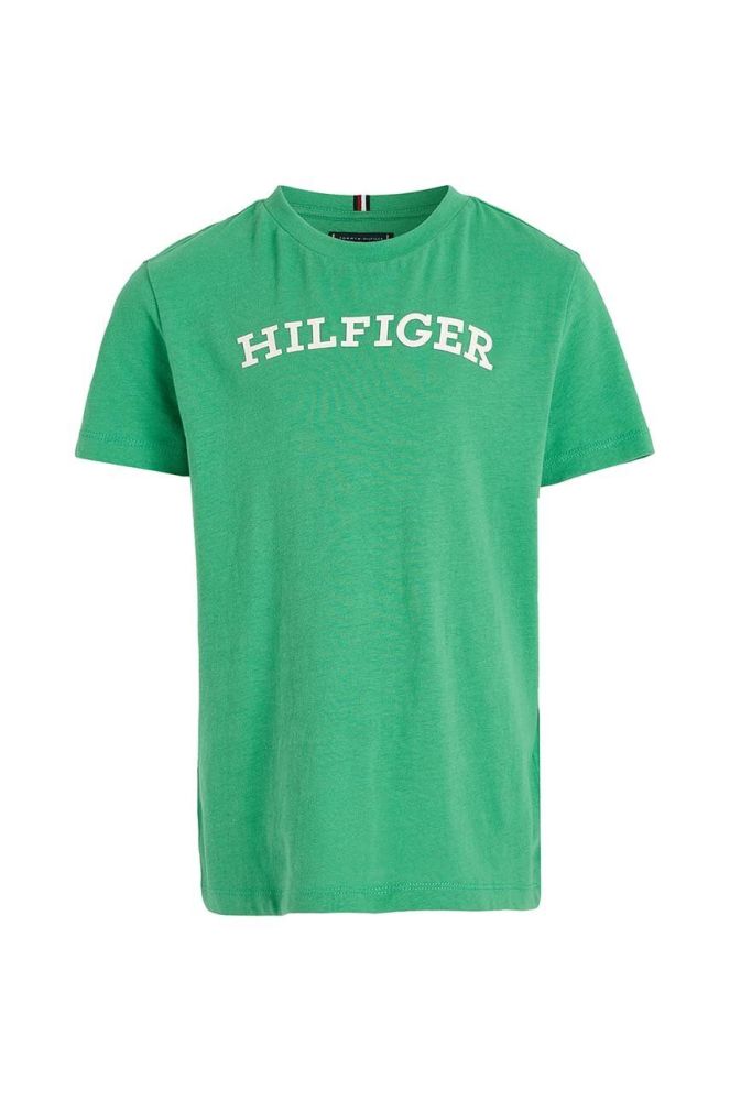 Дитяча бавовняна футболка Tommy Hilfiger колір зелений з принтом (3313632)