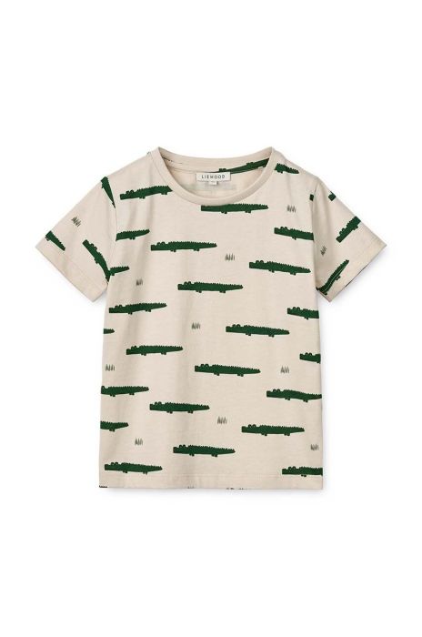 Дитяча бавовняна футболка Liewood колір бежевий однотонний