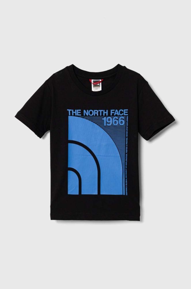 Дитяча бавовняна футболка The North Face B GRAPHIC S/S TEE 1 колір чорний з принтом