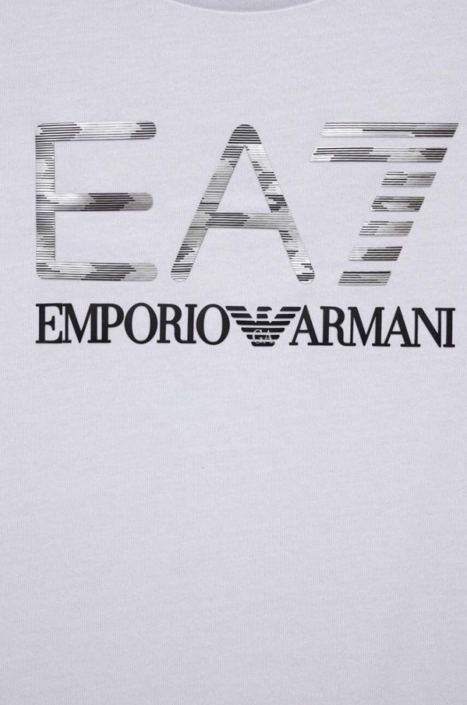 Дитяча бавовняна футболка EA7 Emporio Armani колір білий з принтом (3306250) фото 3