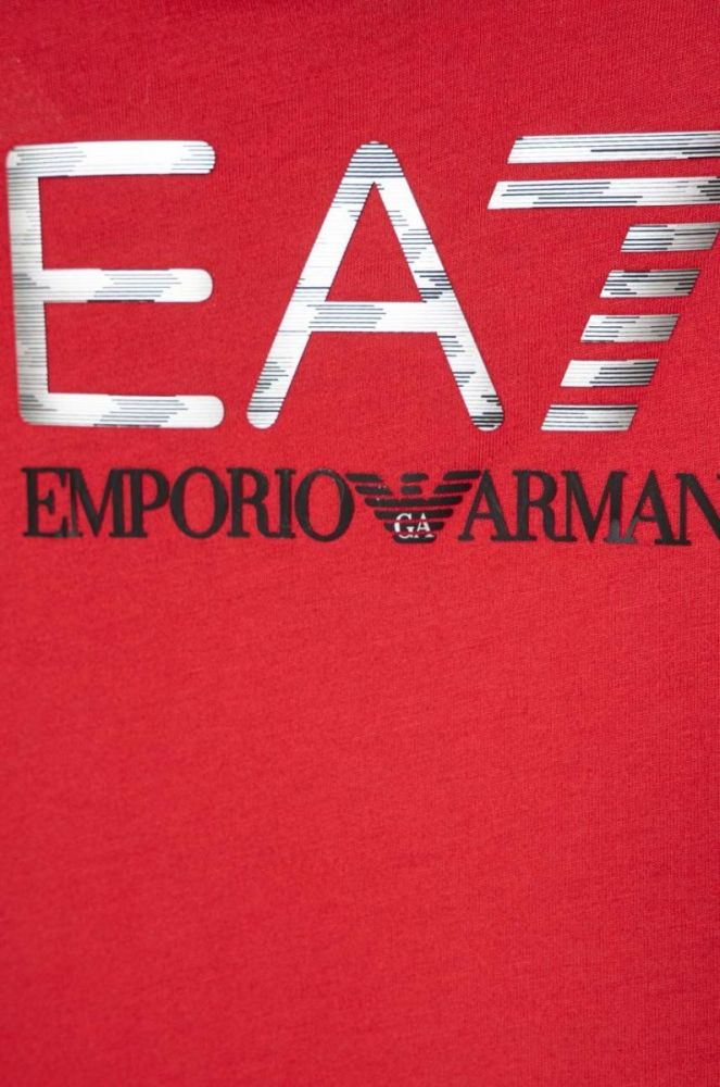 Дитяча бавовняна футболка EA7 Emporio Armani колір червоний з принтом (3306225) фото 3