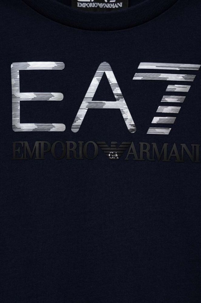 Дитяча бавовняна футболка EA7 Emporio Armani колір синій з принтом (3306243) фото 3