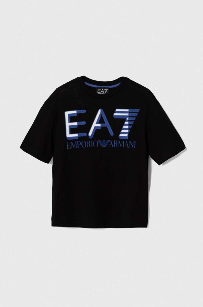 Дитяча бавовняна футболка EA7 Emporio Armani колір чорний з принтом (3463932)