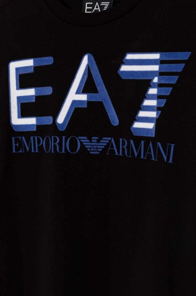 Дитяча бавовняна футболка EA7 Emporio Armani колір чорний з принтом (3463932) фото 3