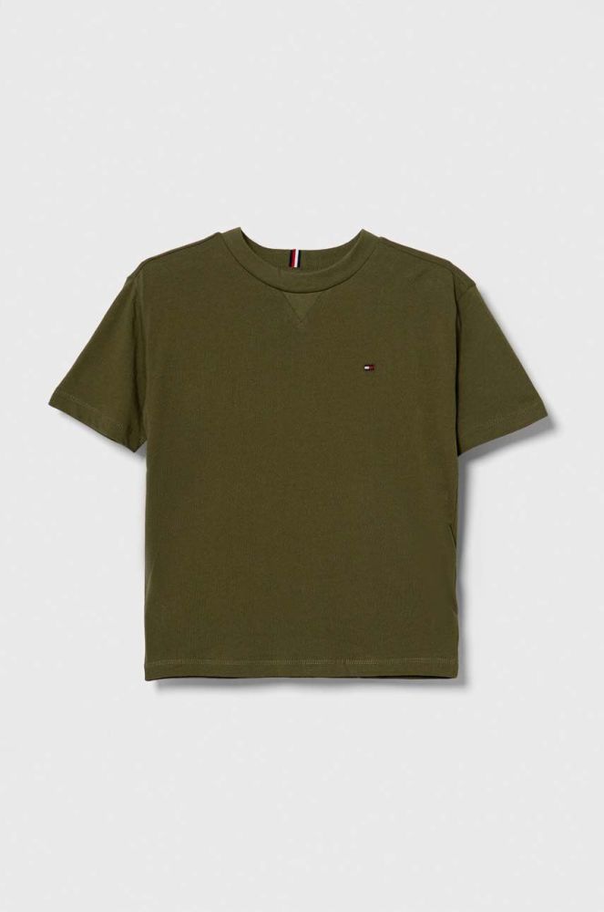 Дитяча бавовняна футболка Tommy Hilfiger колір зелений однотонний (3451649)