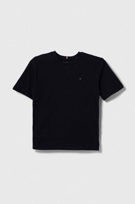 Дитяча бавовняна футболка Tommy Hilfiger колір синій однотонний