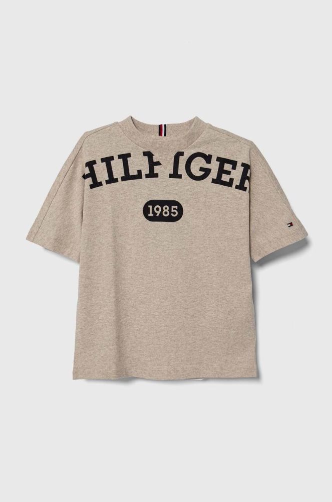 Дитяча бавовняна футболка Tommy Hilfiger колір бежевий з принтом (3508393)
