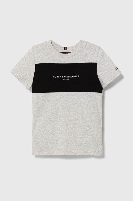 Дитяча бавовняна футболка Tommy Hilfiger колір сірий з принтом (3451705)