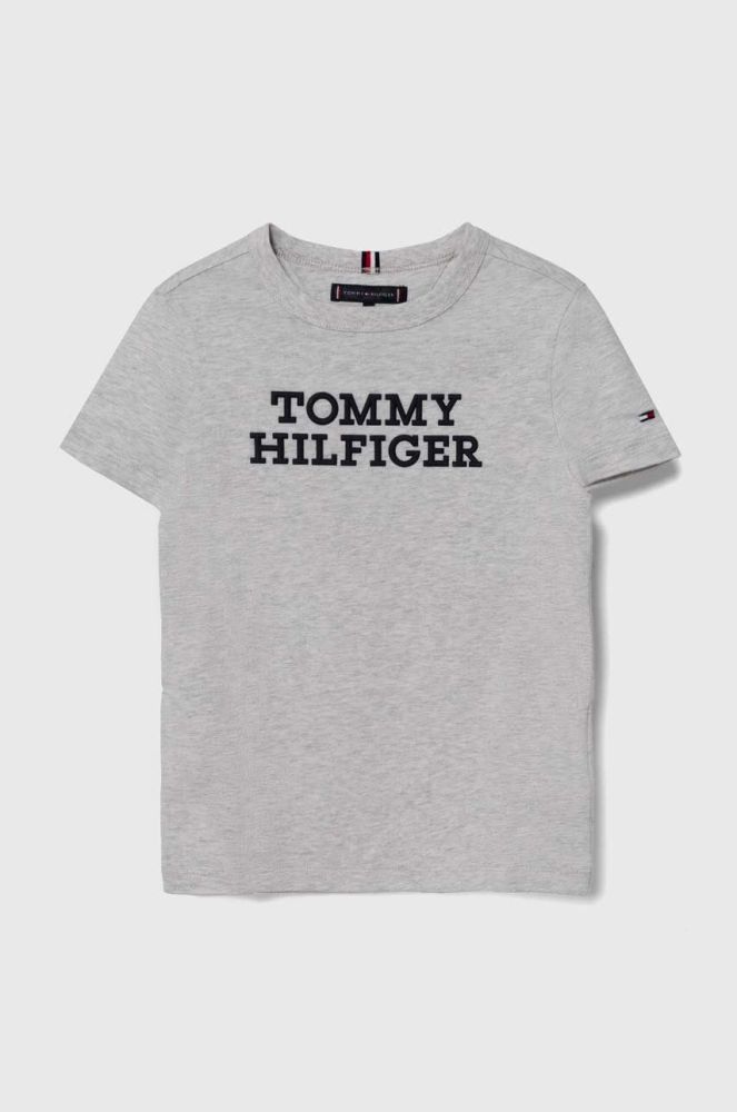 Дитяча бавовняна футболка Tommy Hilfiger колір сірий з принтом (3542764)